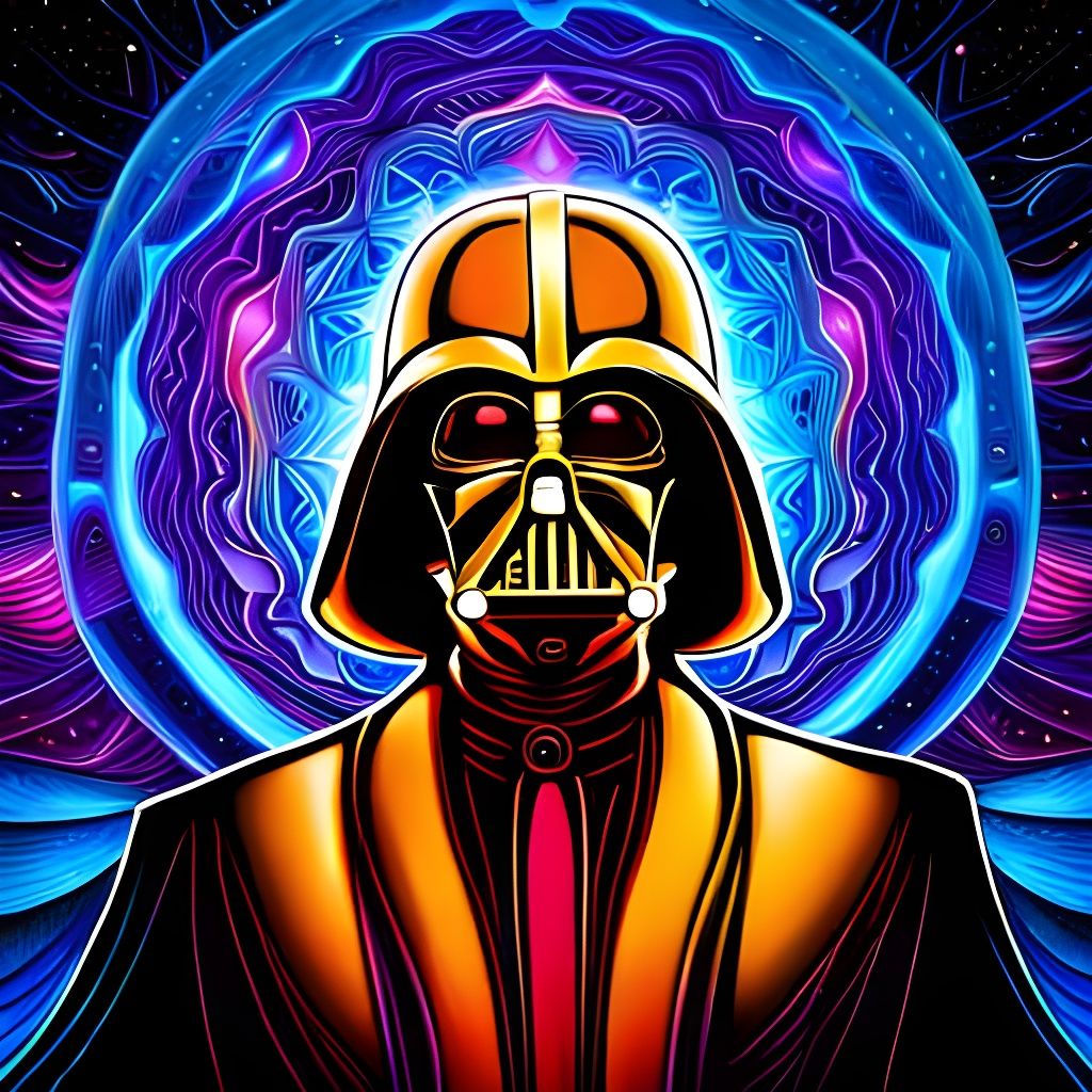 Psychedelic Darth Vader in Cosmic Astral Art