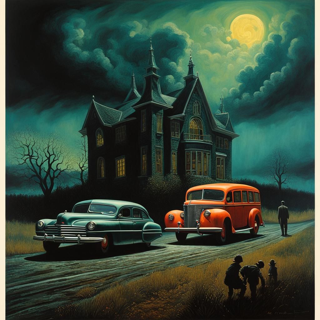 Lovecraftian High School Scene in Surrealist Style