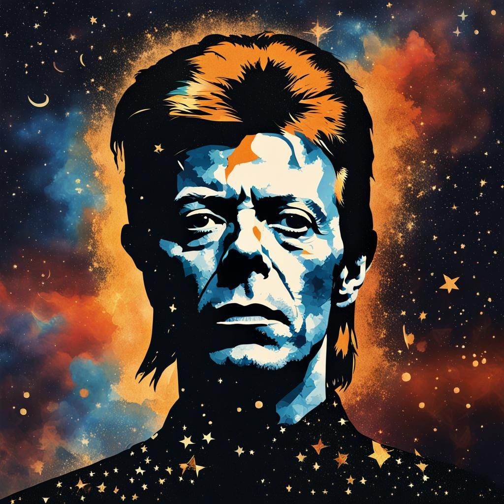 David Bowie Double Exposure in Surrealist Style