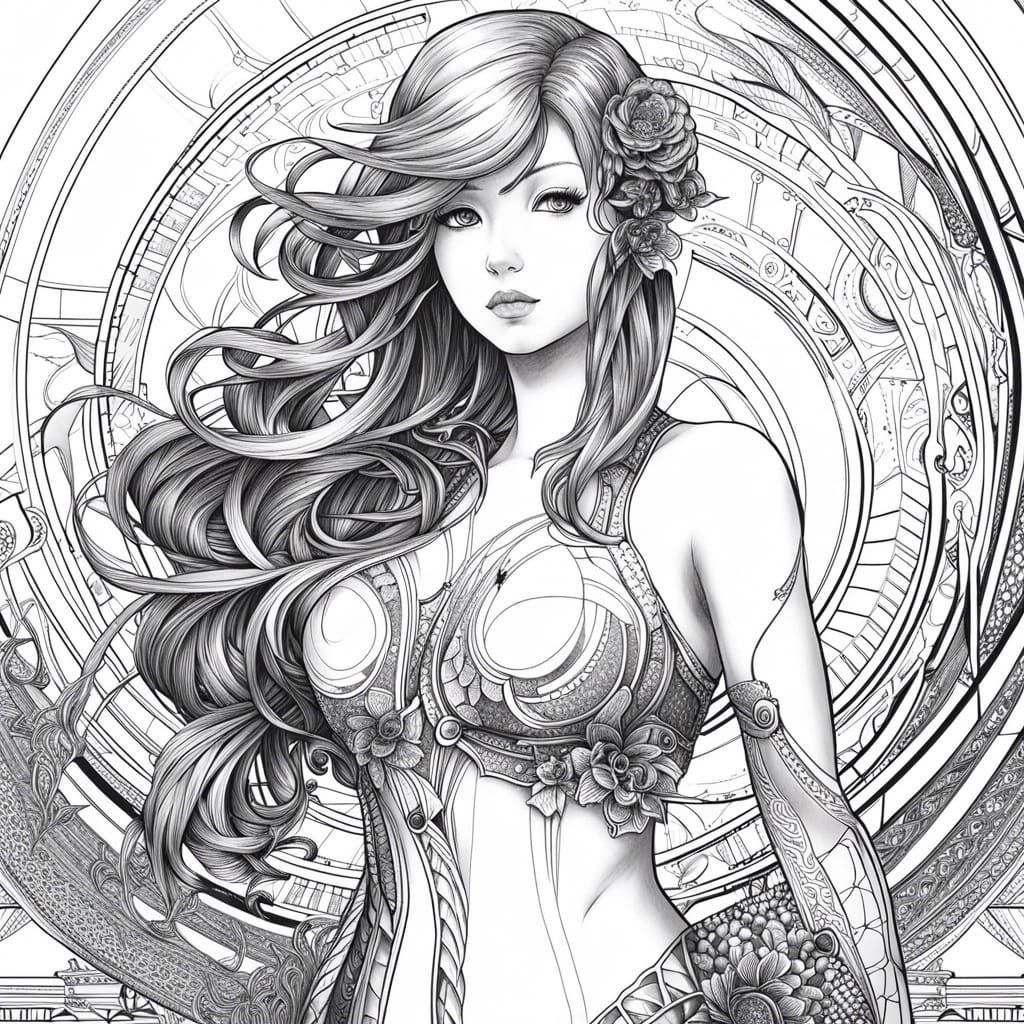 Golden Ratio Manga Girl in Monochrome
