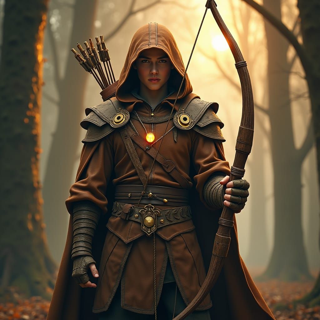 Robin Hood with Glowing Bow in Photorealistic Style