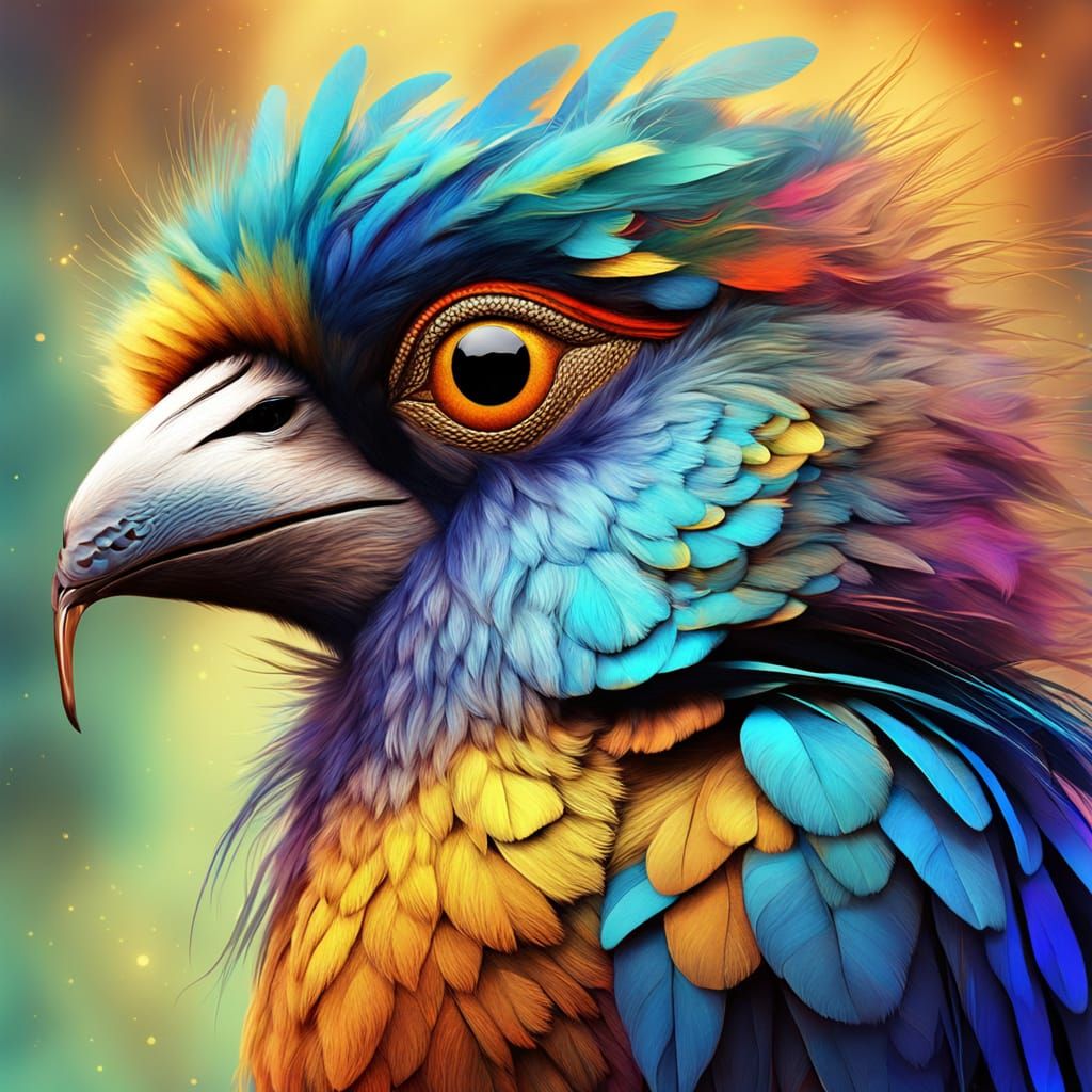 Whimsical Fur Bird in Fauvist Expressionism