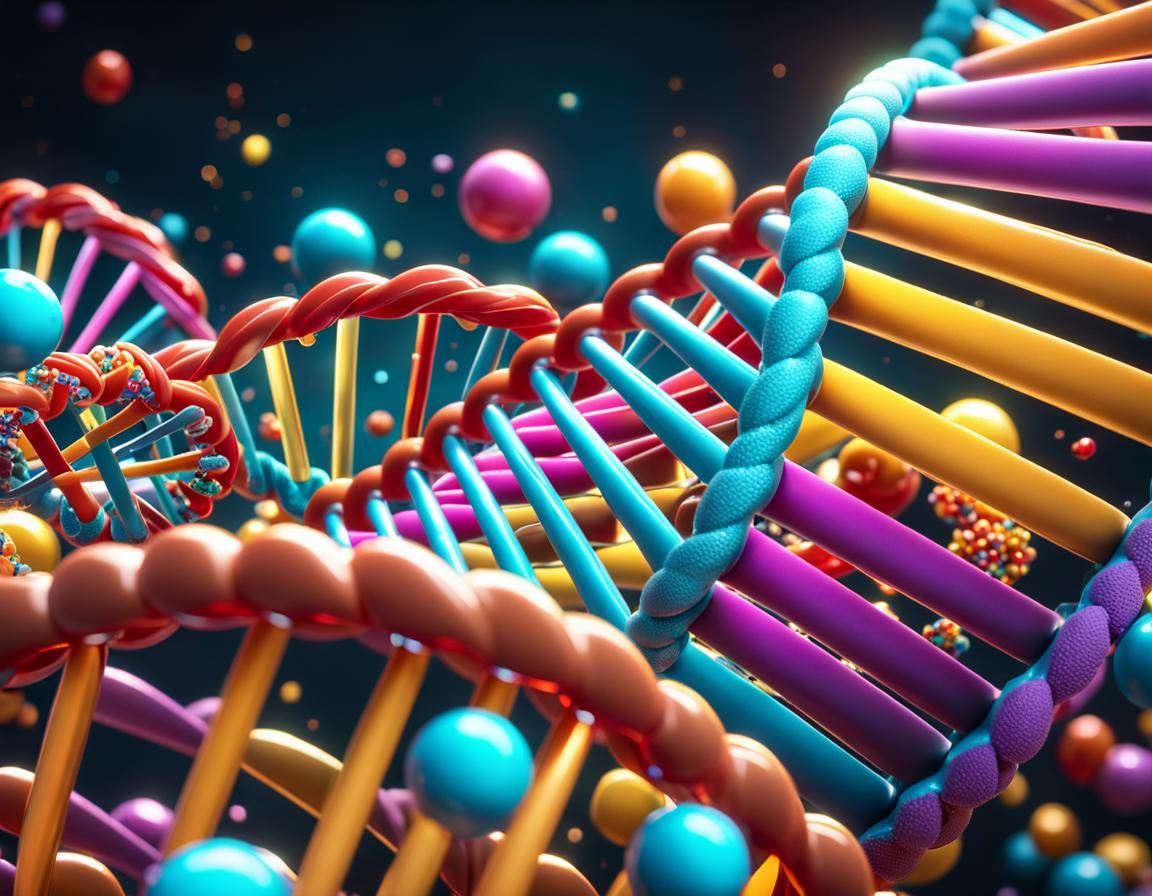 Bio-Mechanical DNA in Hyperrealistic Digital Illustration