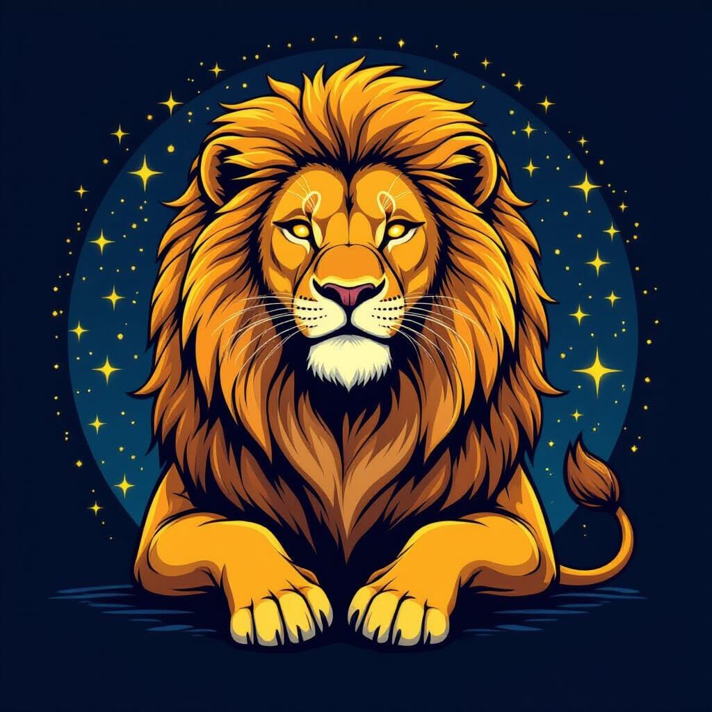 Luminous Leo Zodiac Glyph in Vibrant Yellow Line Art