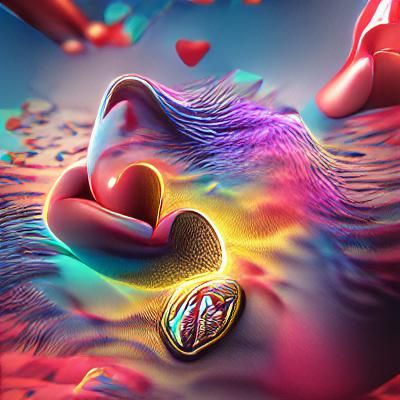 Psychedelic 3D Heart Artwork in 8K Resolution