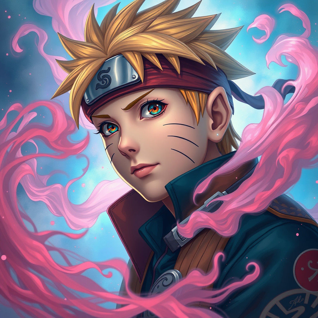 Dynamic Naruto Portrait in Ornate Matte Painting Style