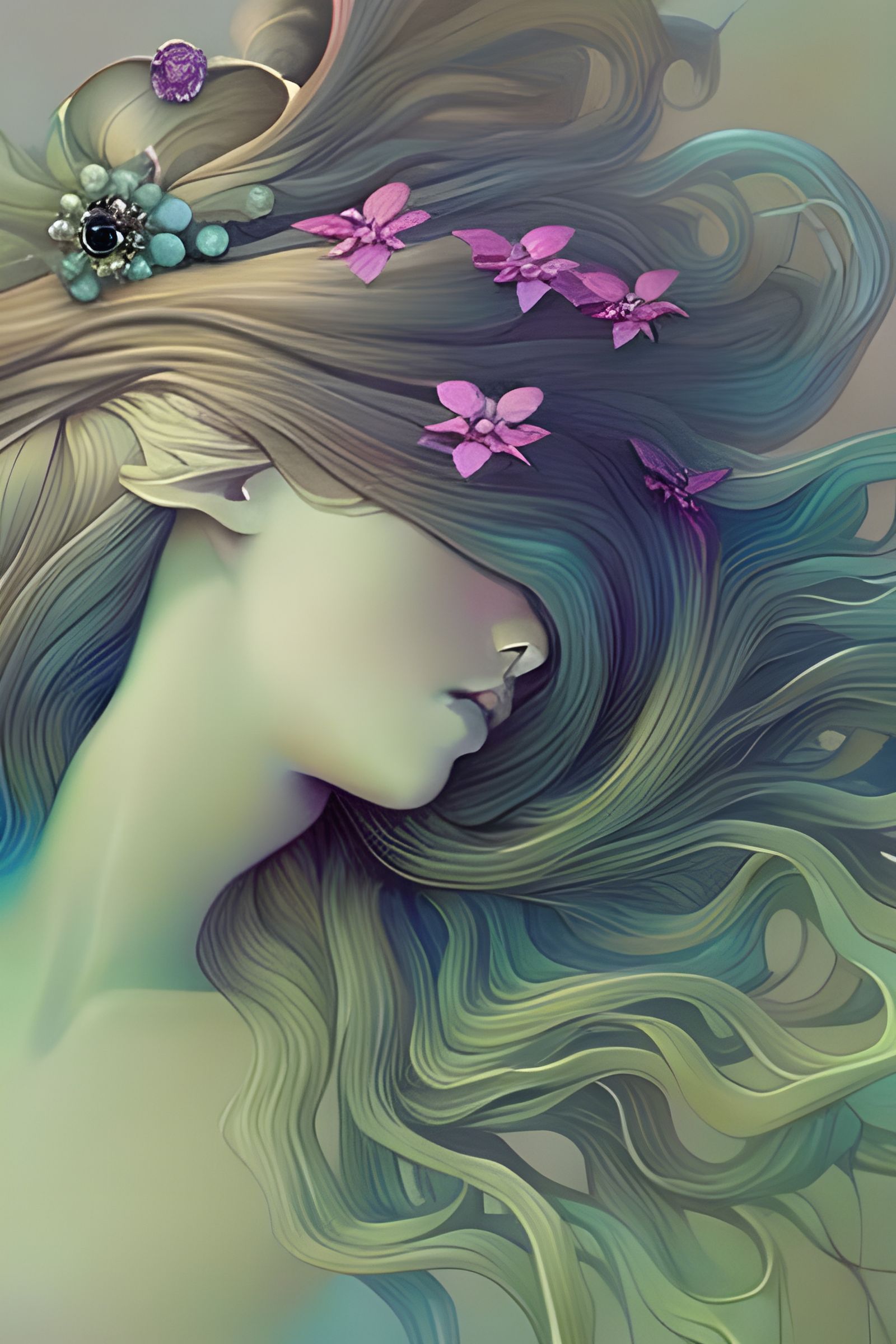 Detailed Portrait of a Woman with Elaborate Hair