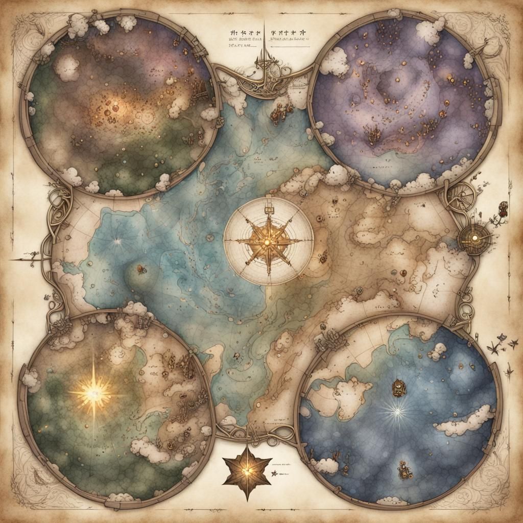 Fantasy Star Map Illustration in Anime Style