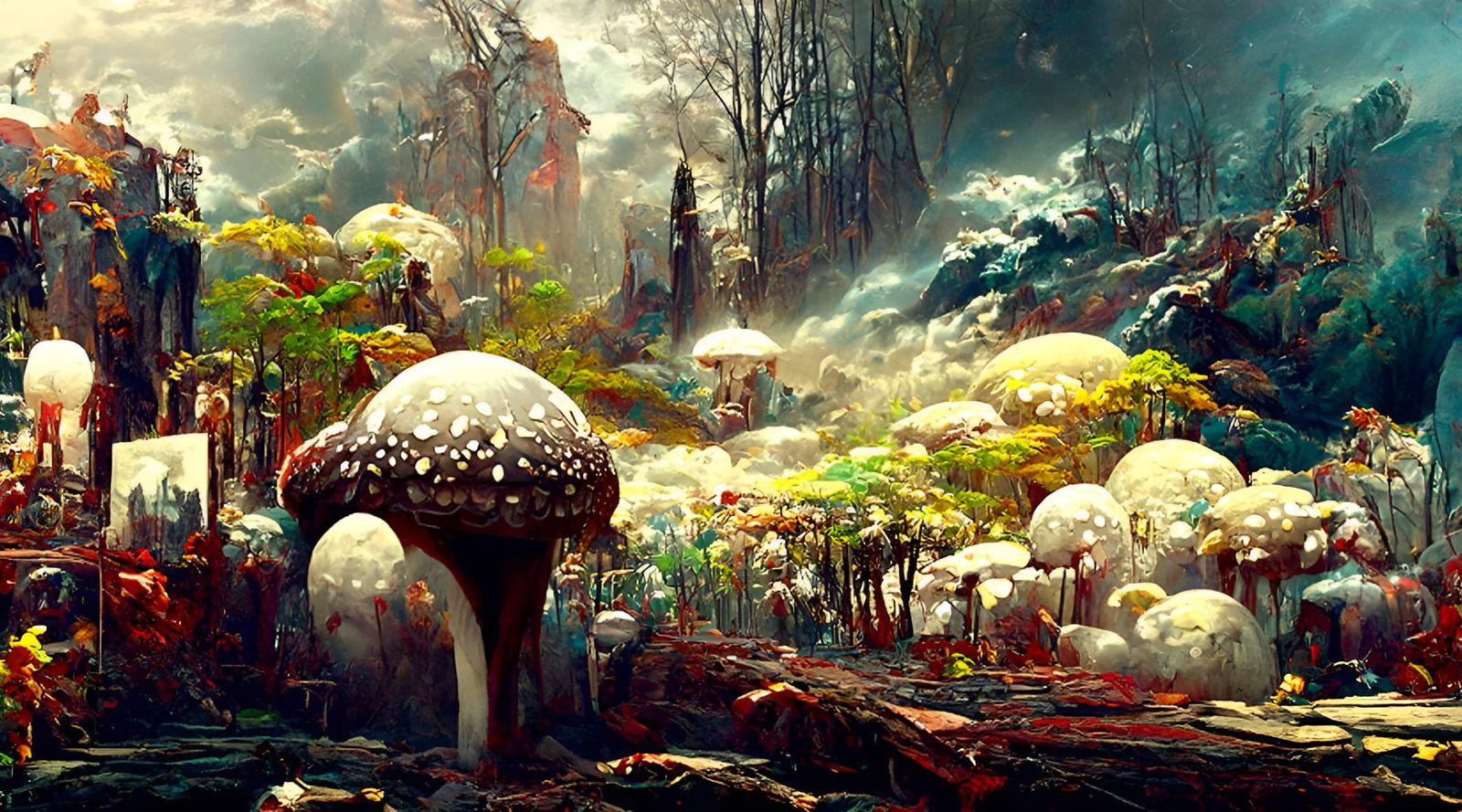 Giant Mushroom Forest Inspired by Romanticism