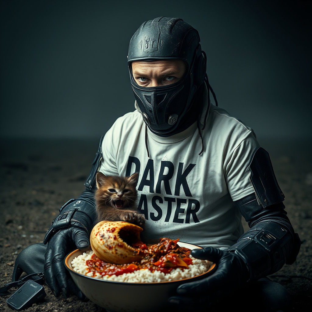 Cyberpunk Hobo Lord Observes Hellish Feast