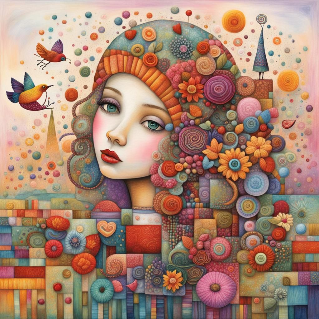 Girl in Whimsical Style with Grace and Color