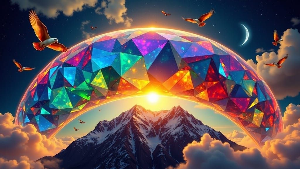 Hyperrealistic Sunrise Under Night Sky