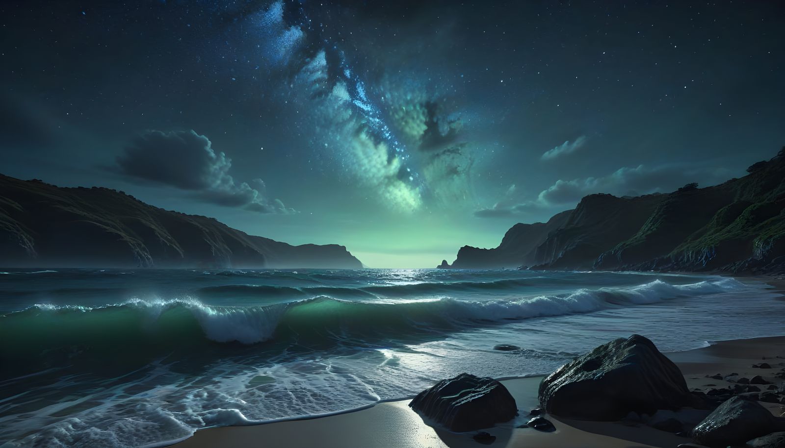 Starry Night Over the Sea: A Digital Masterpiece