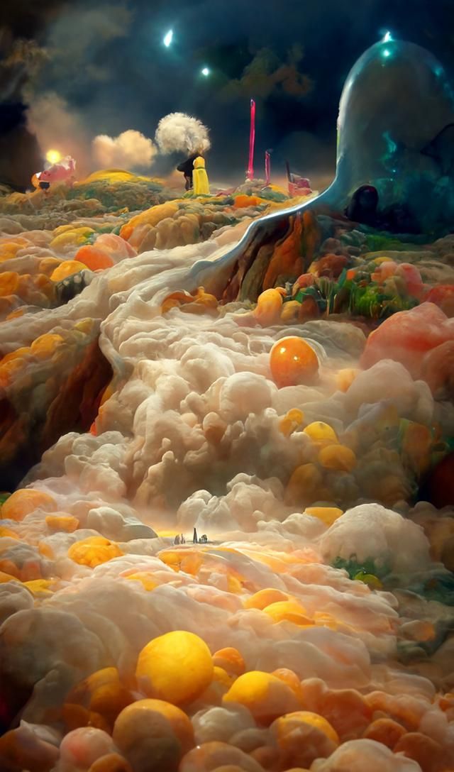 SodaPunk Landscape with Bubbling Meteor, Digital Art