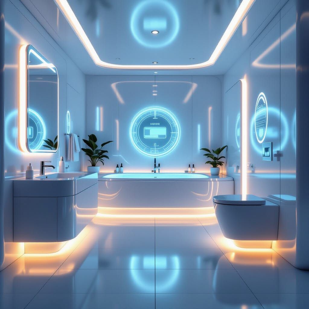 Sleek Futuristic Bathroom Concept Art