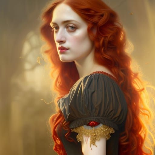 Gothic Portrait of Woman with Golden Eyes