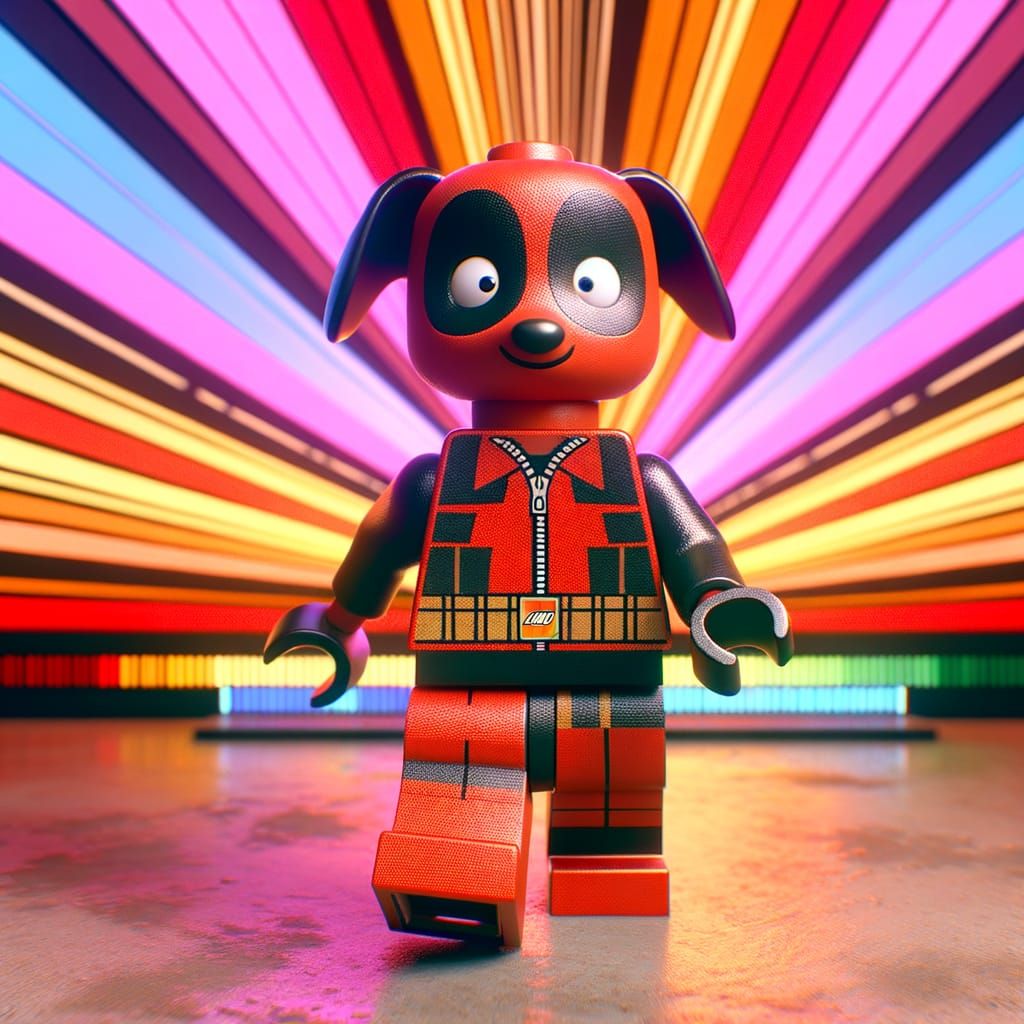 Lego Deadpool Dog: 3D Animated Figurine in 4K