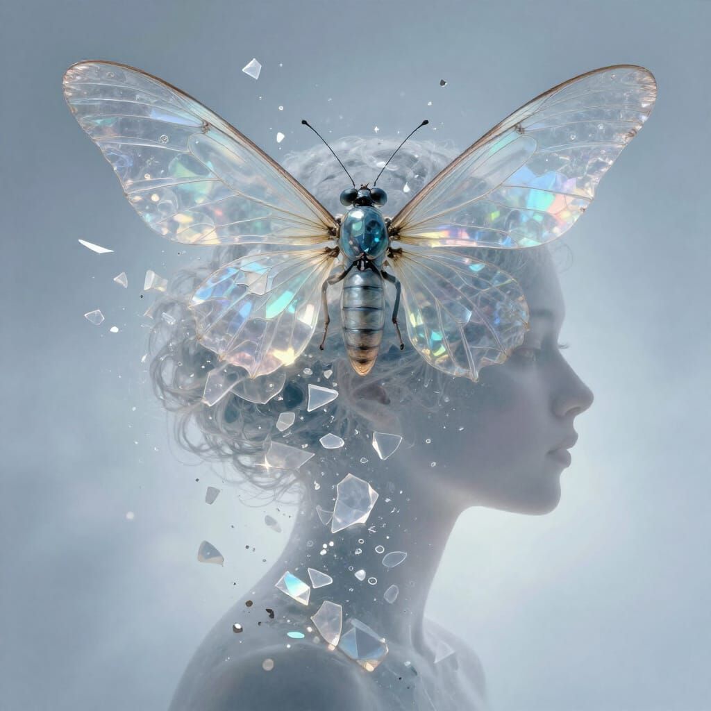 Human Silhouette Transforms into Geometric Forms and Glass W...