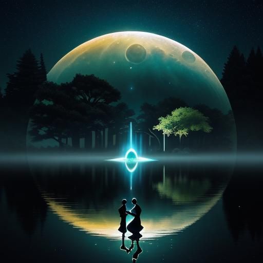 Friends United Under Jupiter's Ethereal Glow