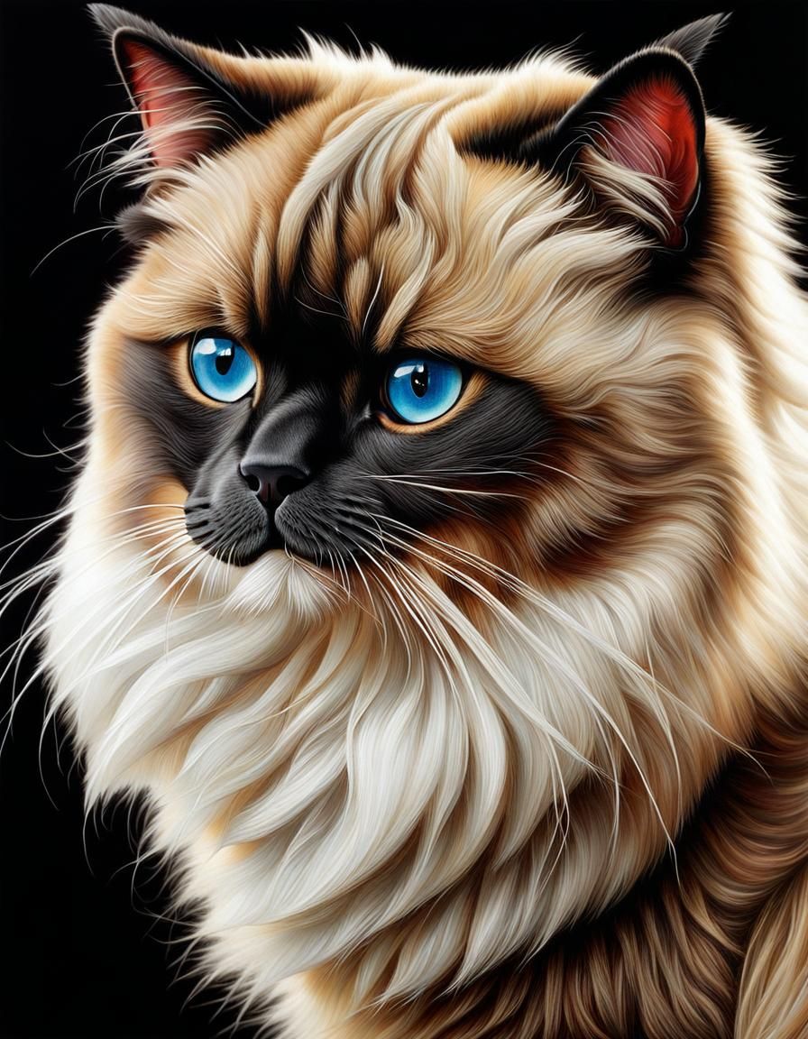 Himalayan Cat Portrait in Ultrarealistic Detail