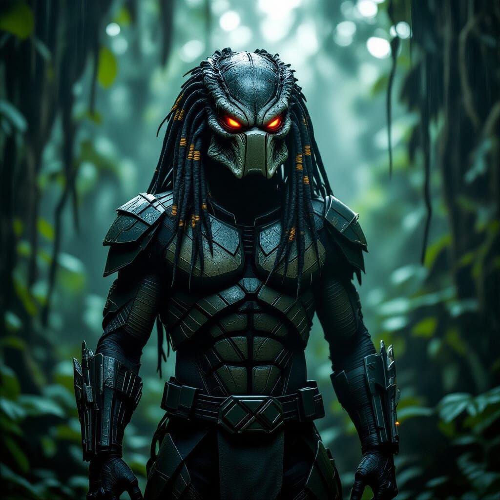 Predator Warrior in Jungle, Cinematic Film Still