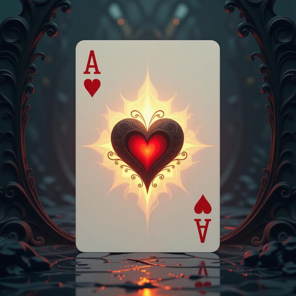 Ace of Hearts Digital Matte Painting with Ethereal Glow