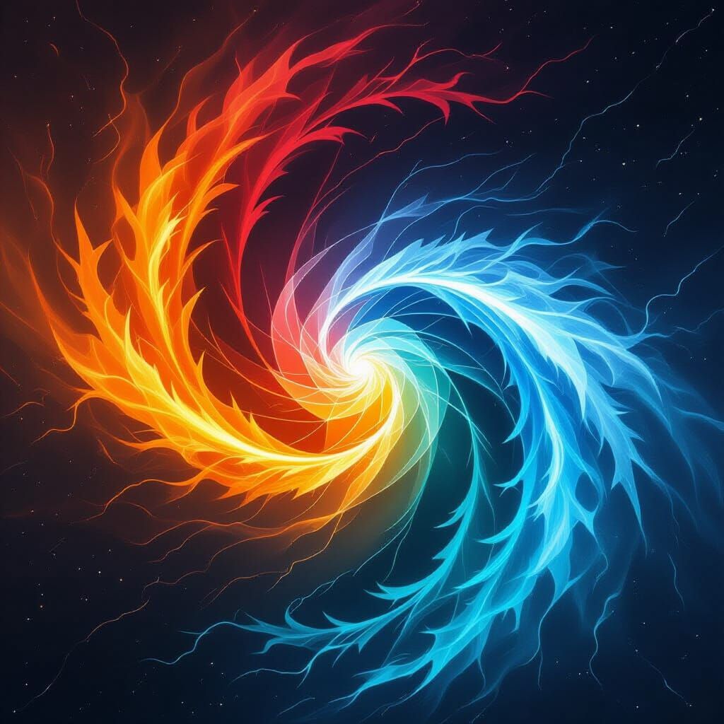 Elemental Being of Fire, Water, Ice & Lightning