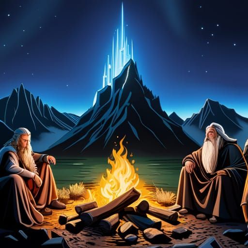 Gandalf and the Blue Wizards Campfire in Middle Earth