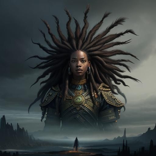 Black Woman with Dreads: Digital Matte Painting