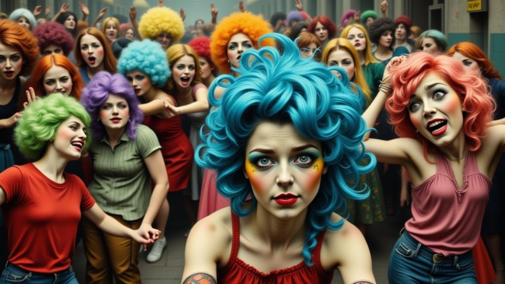 Chaotic Asylum Scene on Crazy Wig Day