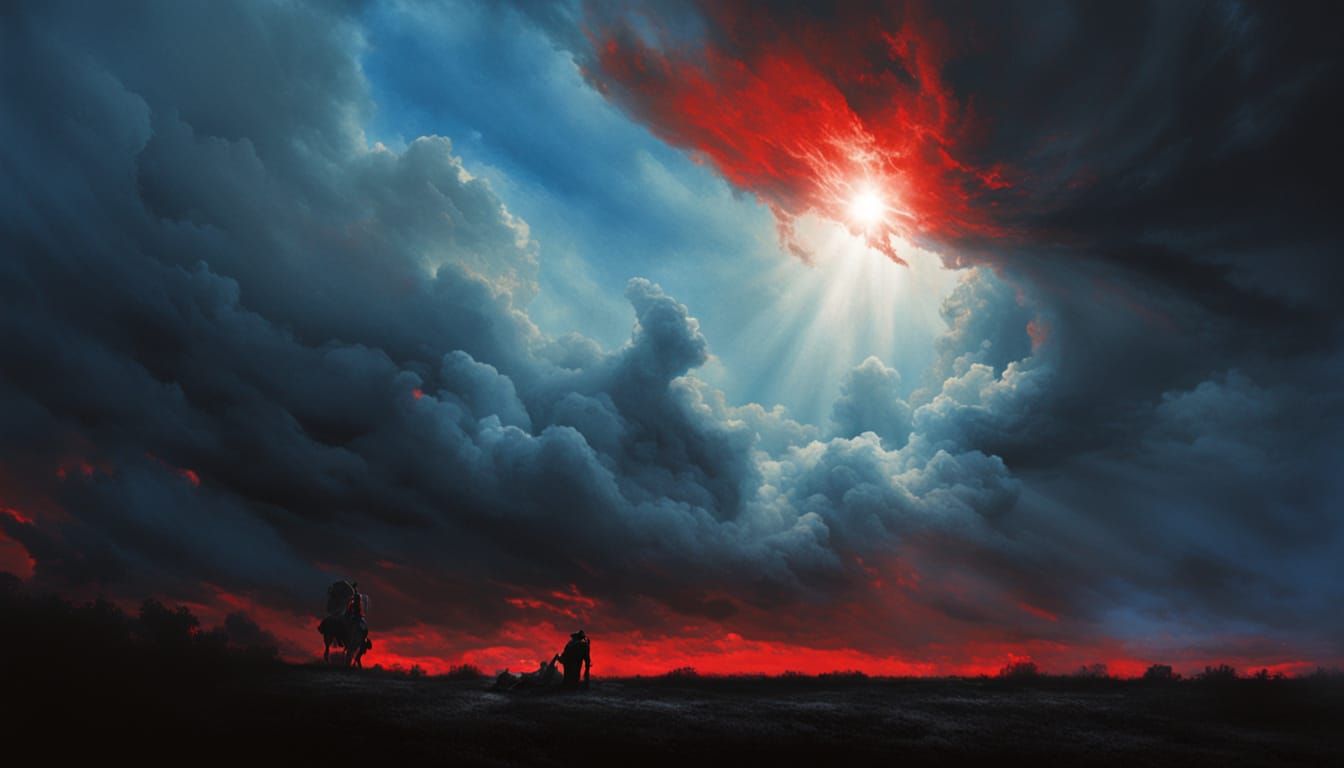 Ethereal Scene of Divine Light and Sinister Darkness