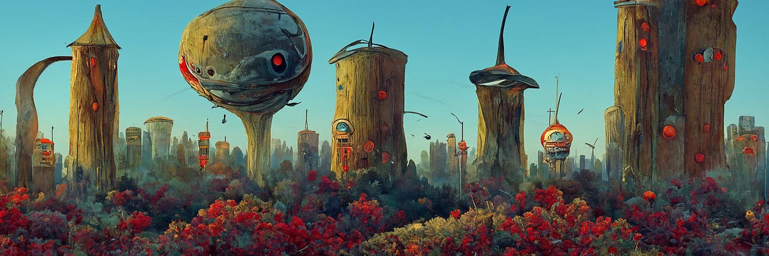 Futuristic Alien Metropolis Illustration in Graphic Novel St...