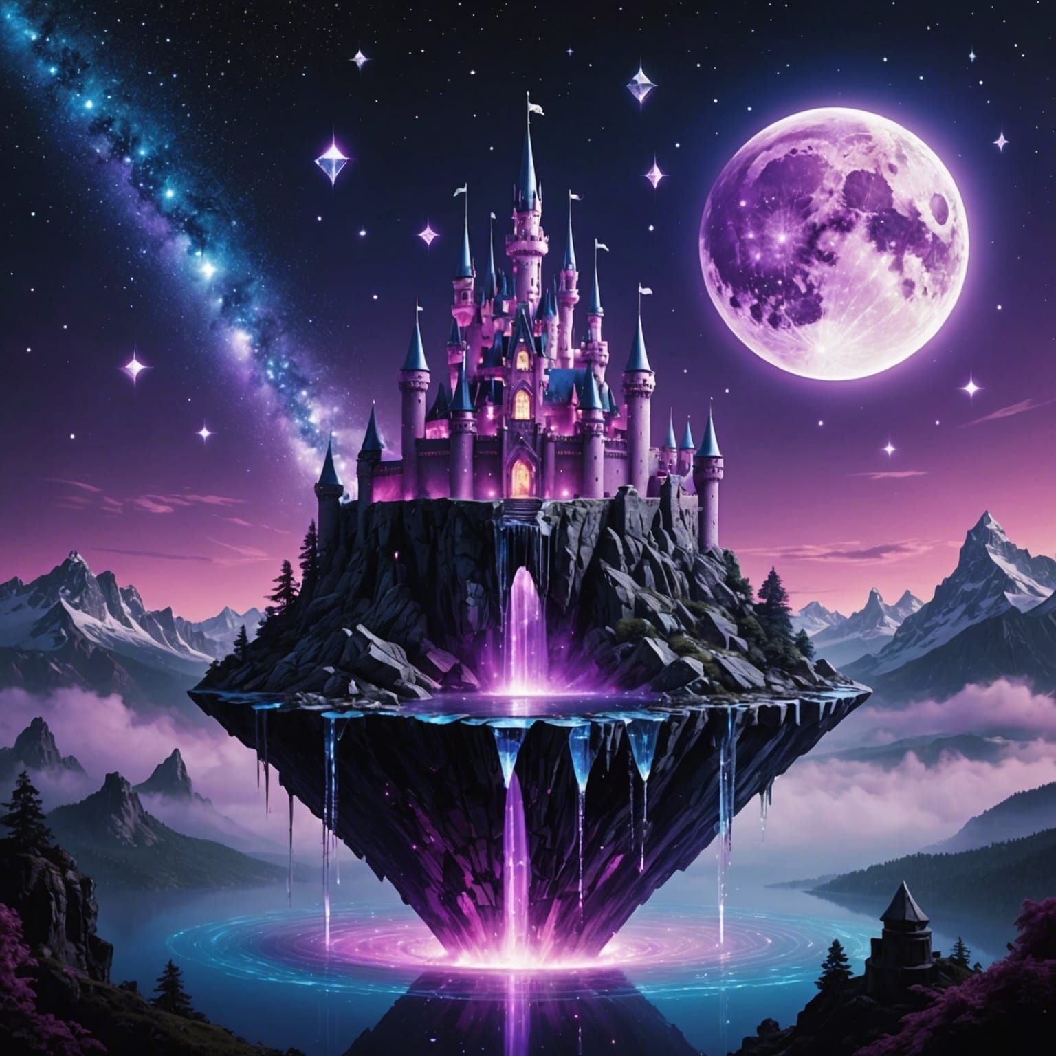 Diamond Castle Floating in a Crystal Sky