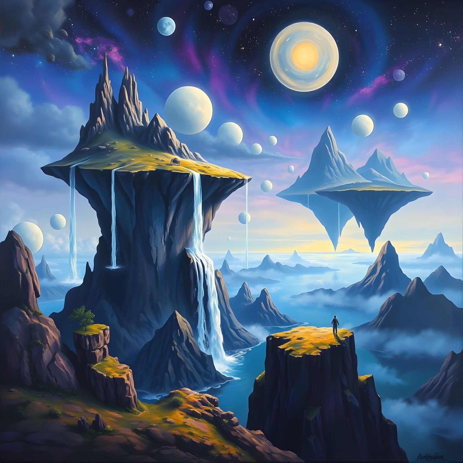 Surreal Floating Islands Painting