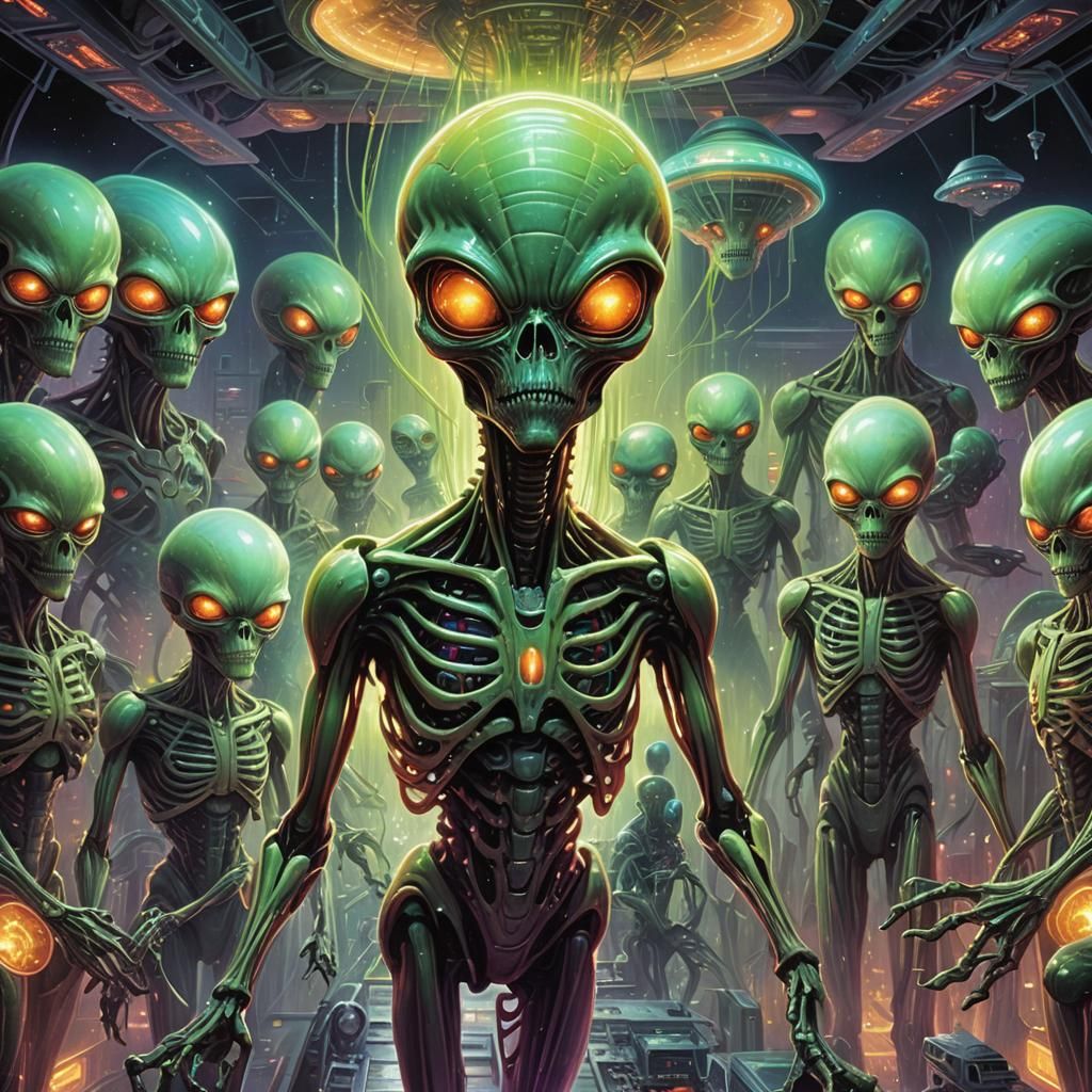 Chemiluminescent Alien Invasion X-Ray: Sinister Digital Art