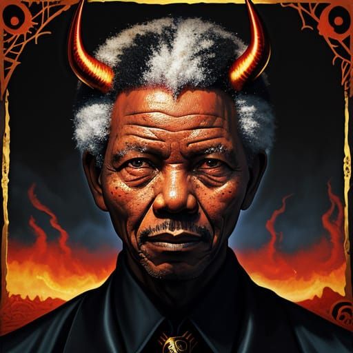 Surrealist Oil Painting: Mandela as Antichrist