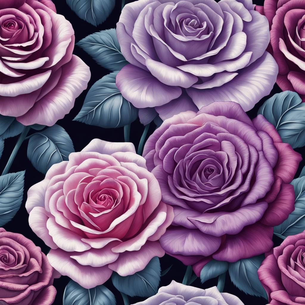 Velvet Hybrid Tea Roses in 3D Graphic Print