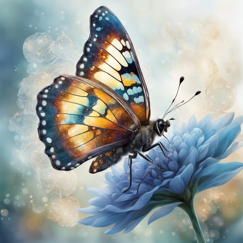 Ethereal Butterfly in Vibrant Oil Painting