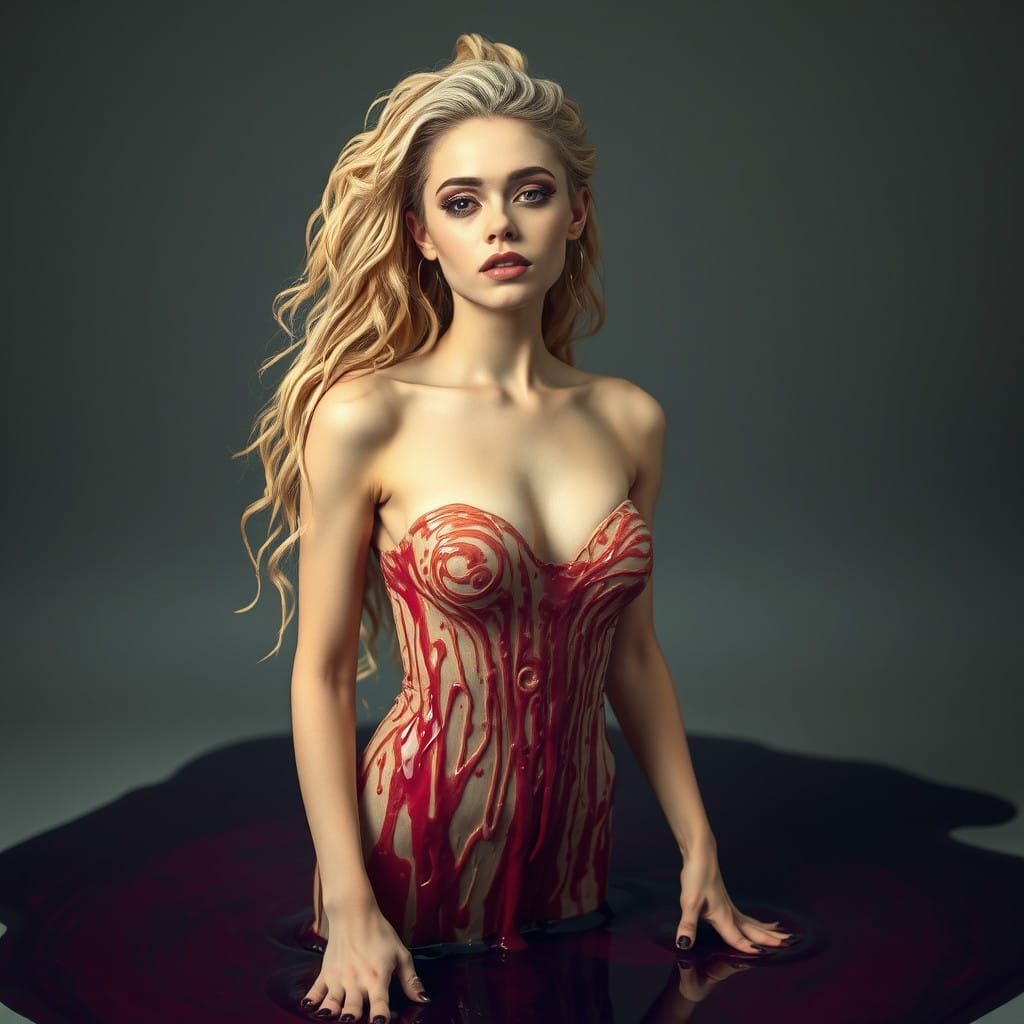 Surreal Female Form Melts into Molten Dress