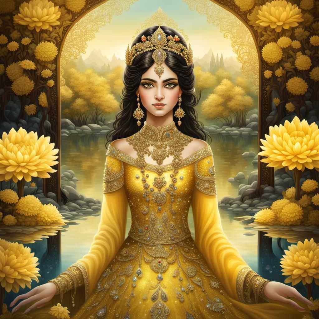 Ornate Persian Princess in Jeweled Dress
