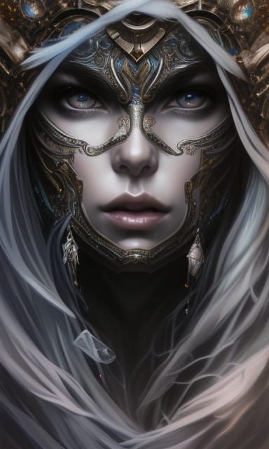 Love Goddess in Silver Armor: Digital Illustration