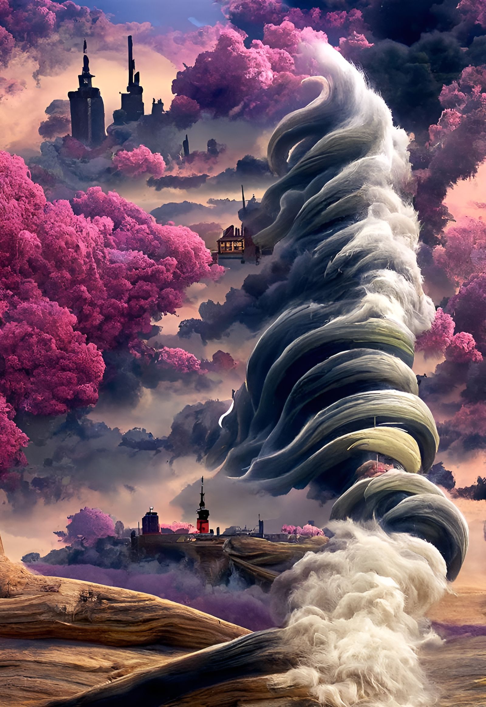 Surreal City Tornado in Sci-Fi Fantasy Style