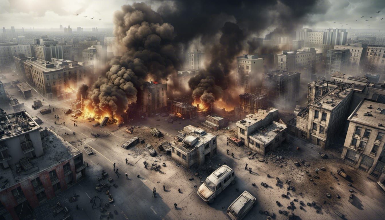 Drone Attack in Kharkiv: Cinematic 8K Resolution Rendering