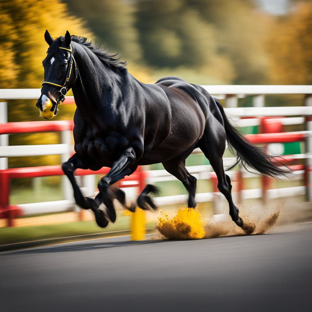 Black Horse Races Ferrari: Professional Photography
