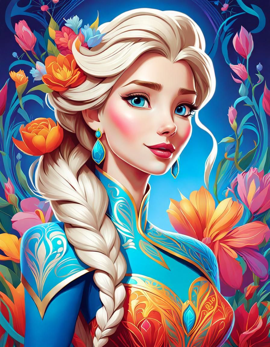 Disney Character Elsa in vector art