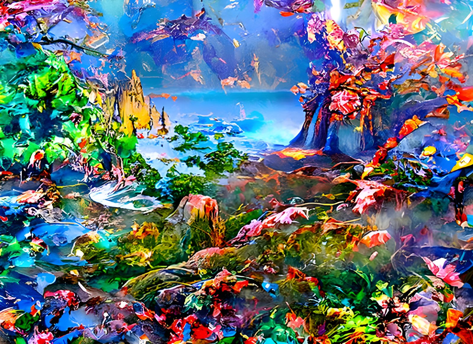 Surreal Natural Landscape in Ghibli Style