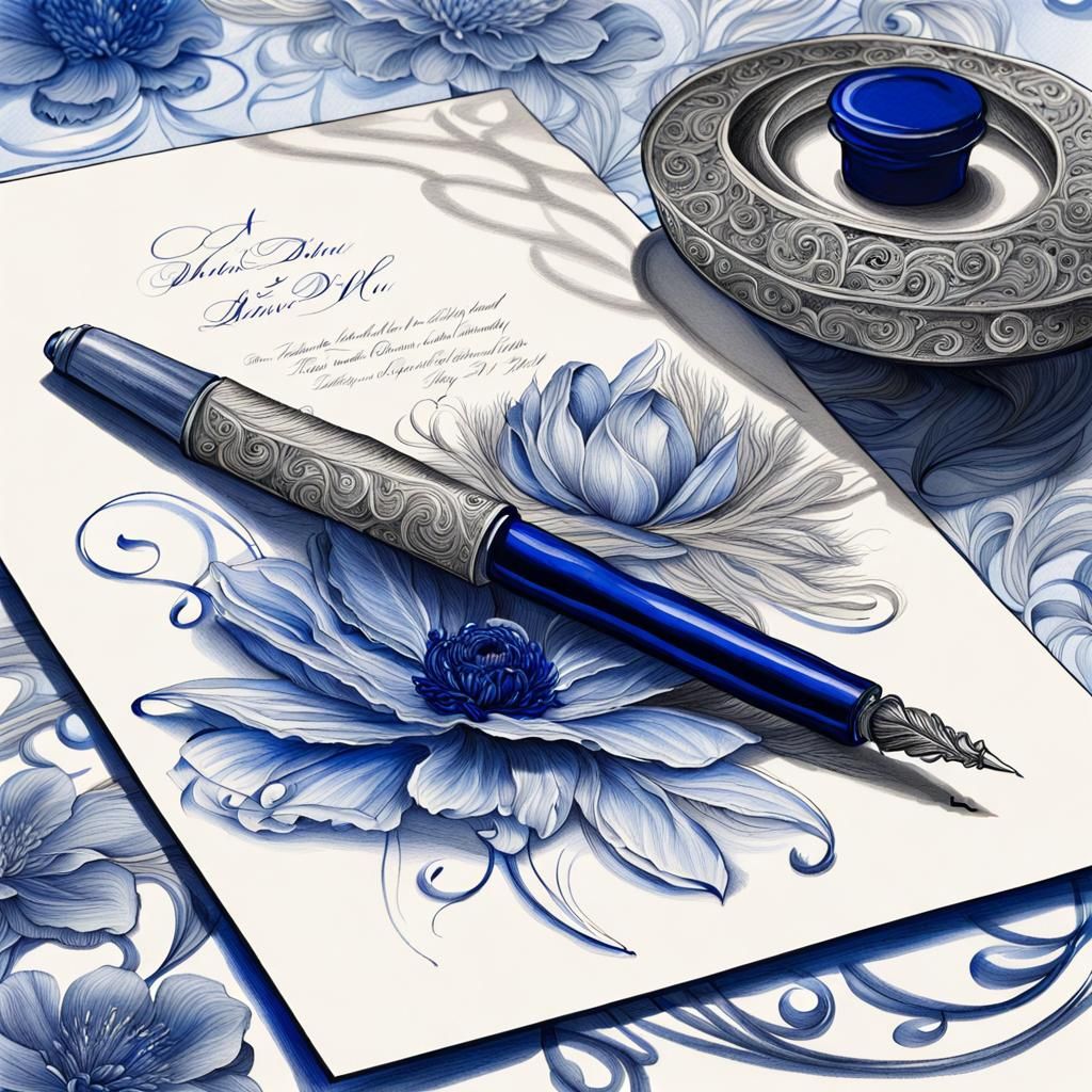 quill pen and ink well