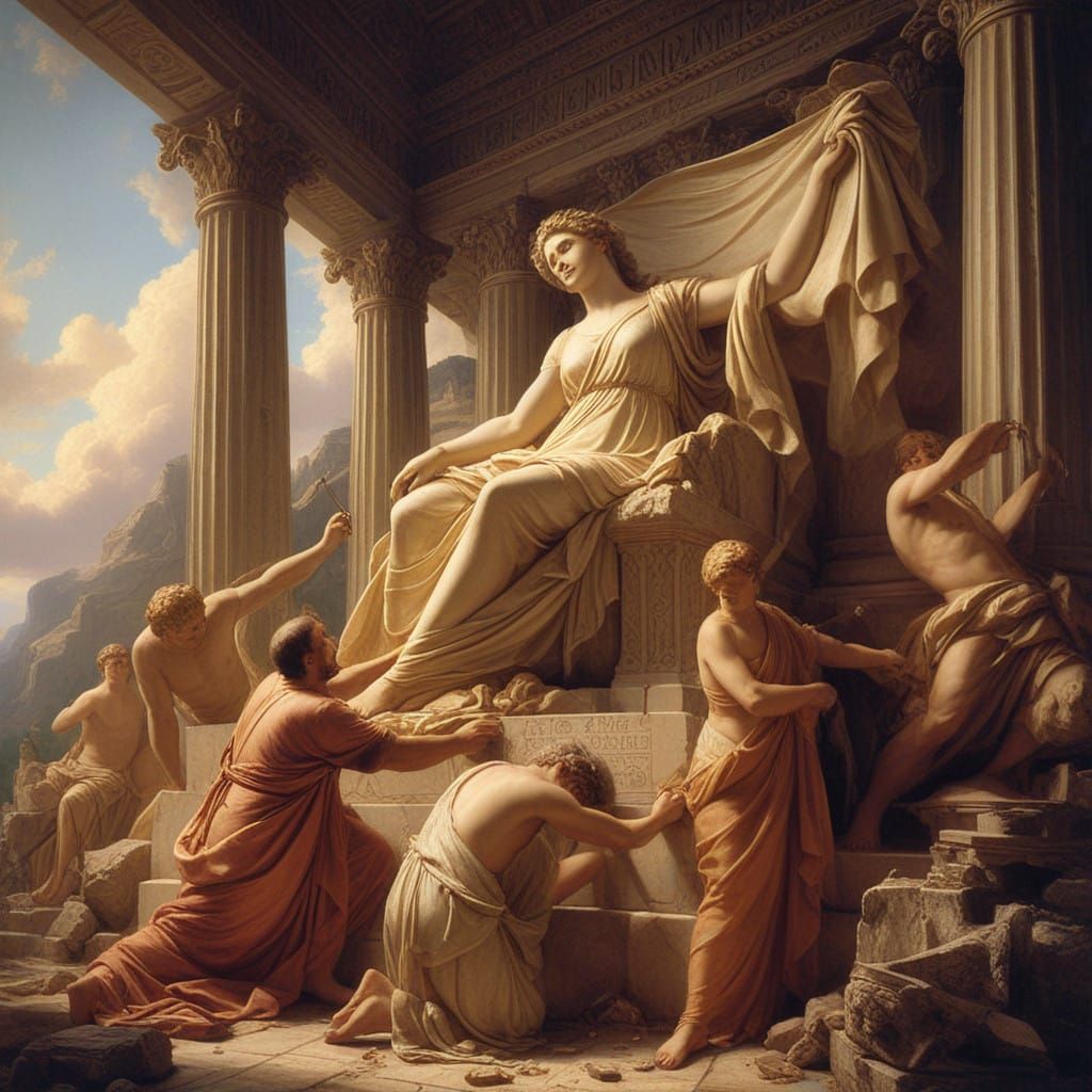 Classical Greek Sculptor Phidias Crafts Majestic Statue of M...