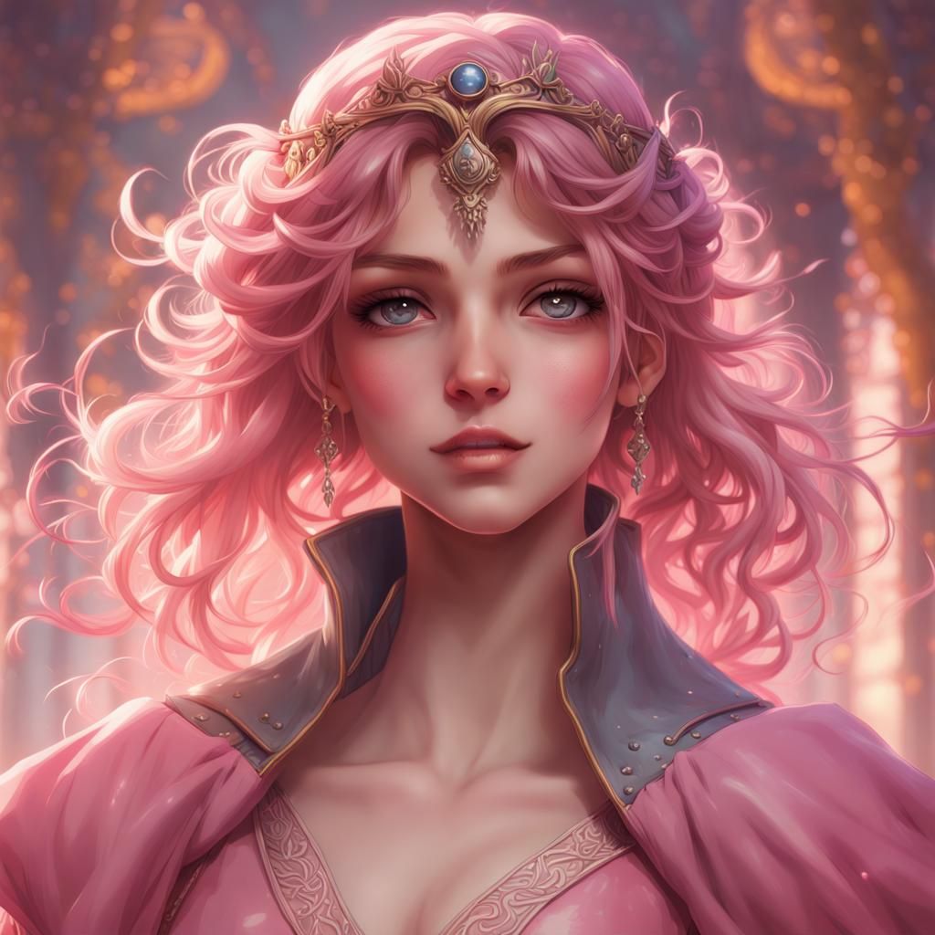 Anime Prince Girl from Pink Land: Hyperdetailed Portrait