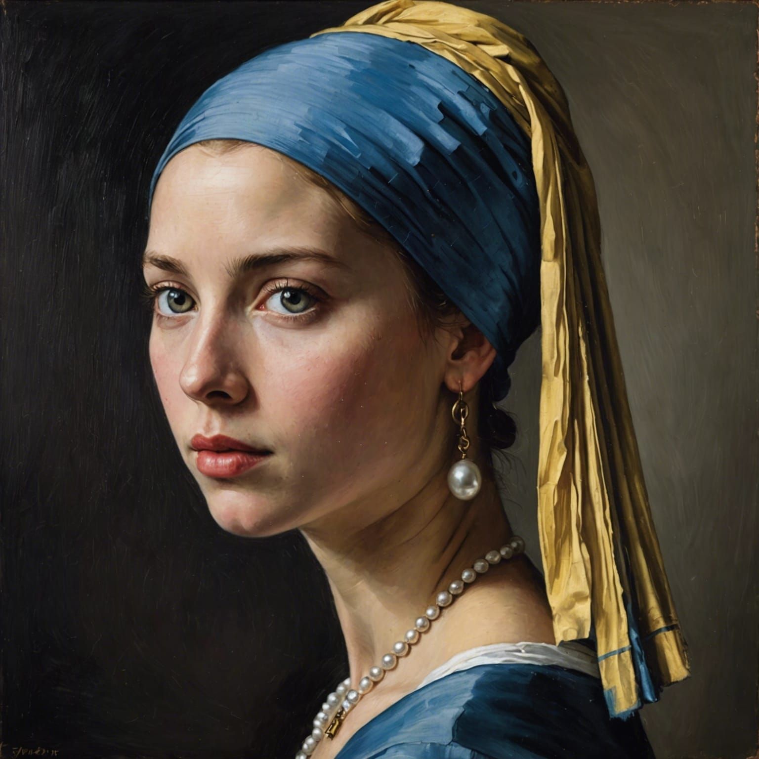 Girl with Black Pearl Earring Portrait
